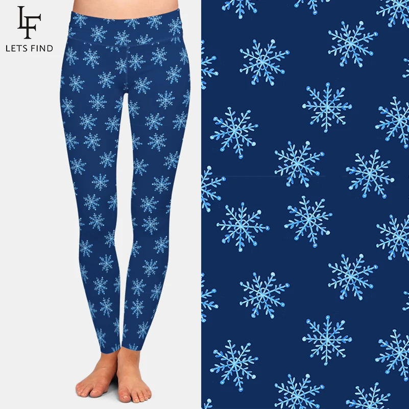 LETSFIND 2019 inverno 3D neve stampa digitale donna Leggings a vita alta Leggings Fitness di alta qualità