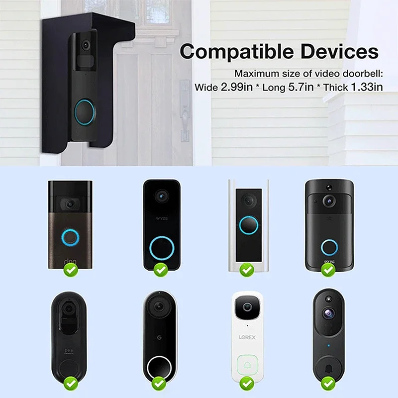 

1pc Ring Doorbell Protector Waterproof Anti-Glare Rain Cover Steel Windproof Door Bell Cover Doorbell Weather-Blocking Cover