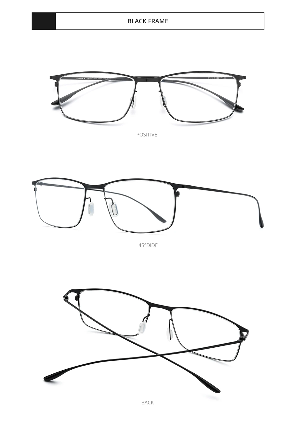 FONEX Alloy Glasses Frame Men Full-Rim Frames High-end Quality Square Eyeglasses Ultralight-Weight Korean Japanese Eyewear 8105