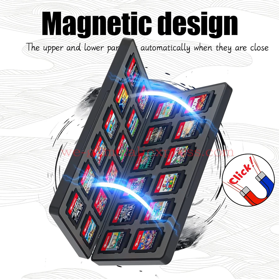 Nintend Switch 24 Game Cards 48 SD Card Storage Case Magnetic Hard Shell Silicone Lining Box Cute Case dla Nintendo Switch OLED