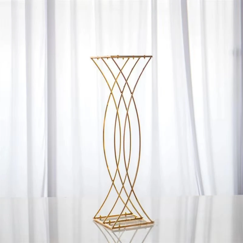 4-10 Stück romantische 80 cm abnehmbare goldene Hochzeitsblumenständer, einfacher Gang, zentraler Metall-Dekorationsrahmen, für Veranstaltungen und Zeremonien – Detail 10