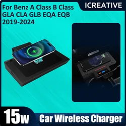 Induction Charging Pad QI 15W fast For Iphone wireless charging  car accessories For Benz A BClass GLB CLA/GLA EQA EQB 2019-2024