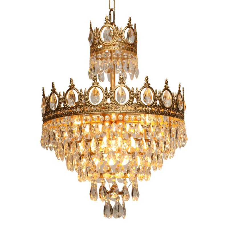 K9 crystal Crown chandelier light LED French European classic hanging lamp indoor round loop villa LED lighting fixture