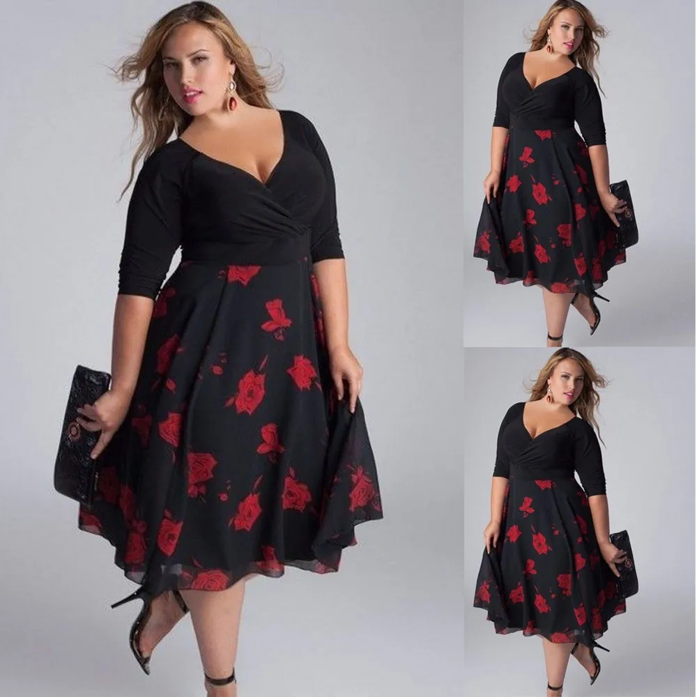 Vrouwen Plus Size Elegante V-Hals Bloemen Maxi Jurk Sexy Avondfeest Boho Strand Feestjurk Casual Vakantie Avond Feestjurk