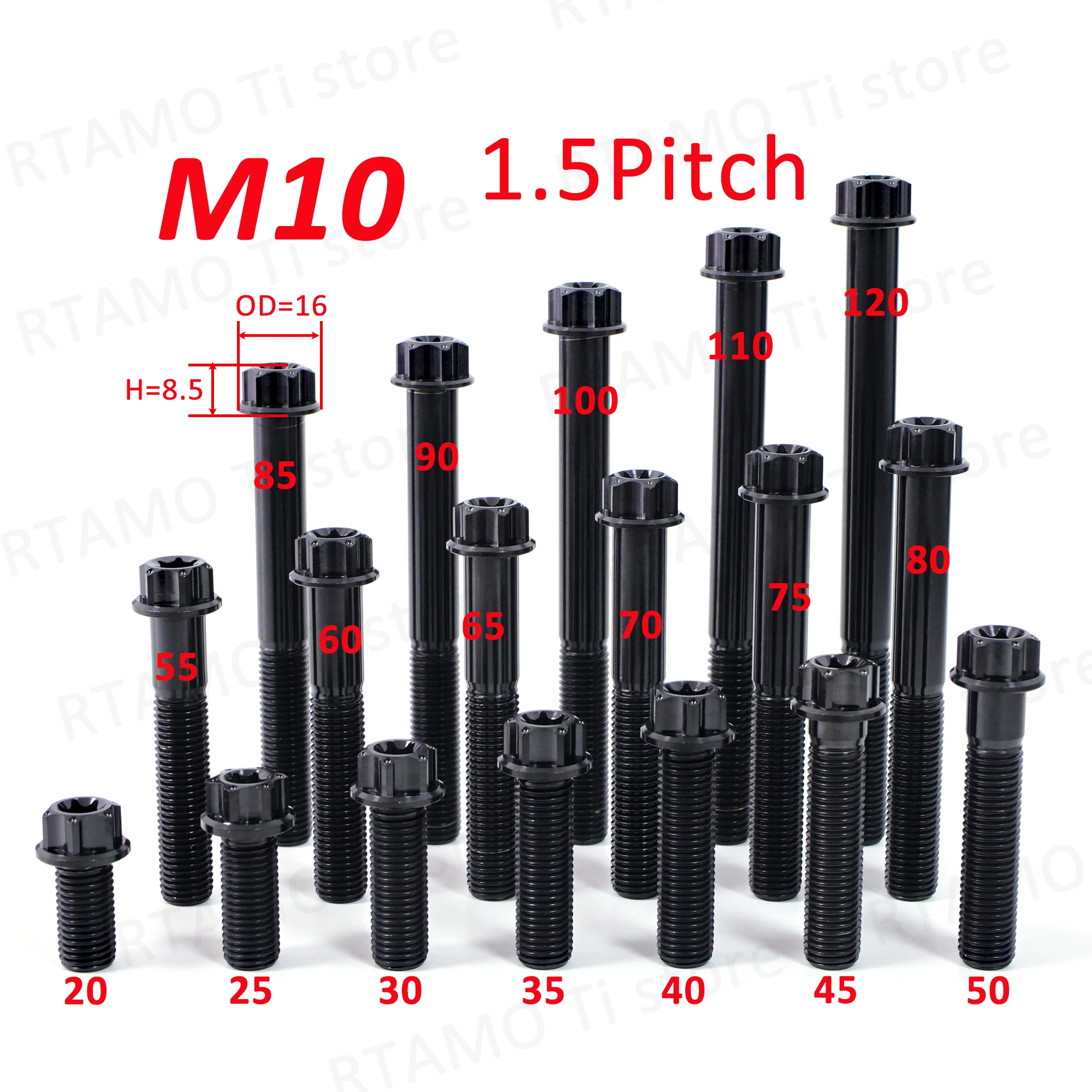 RTAMO مسمار لولبي من التيتانيوم Gr5 بمسمار لولبي لأنبوب عادم تعديل الدراجة النارية (1 *)