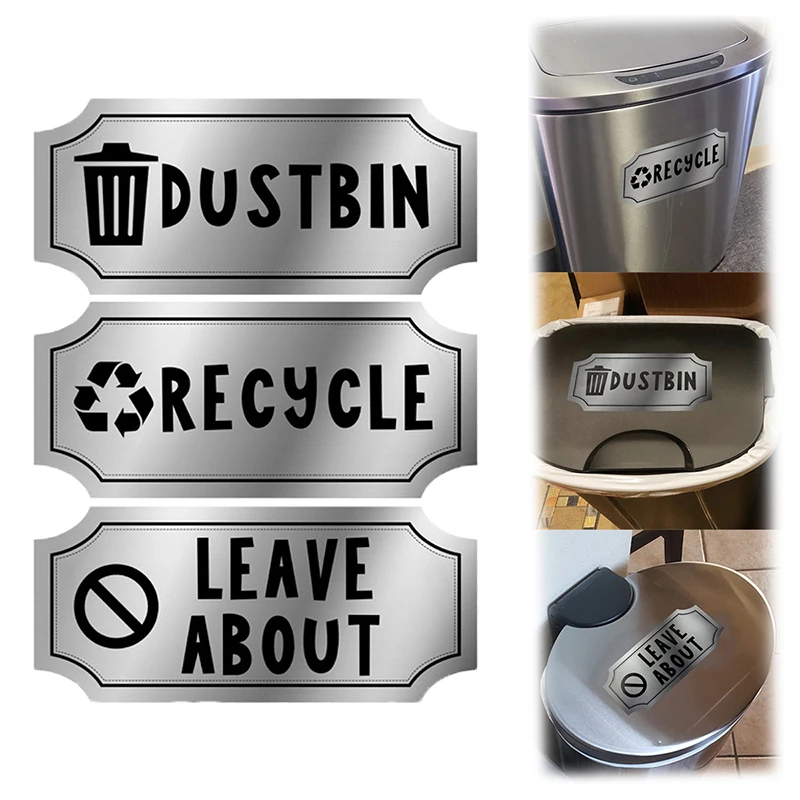 Recycle And Trash Logo Trash Can Stickers Car Trash Bin Kitchen Home Office Garbage Can Decoration Removable Vinyl Decals