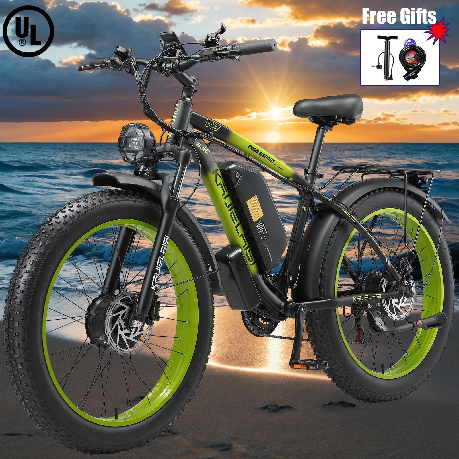  35MPH E-Bike 26" AWD Peak 4000W Motor 48V/23Ah Electric Bike for Man US image 2