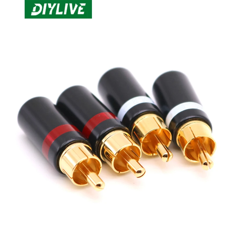 DIYLIVE Pure copper gold plated RCA Lotus plug audio power amplifier AV head audio signal cable terminal clearance special