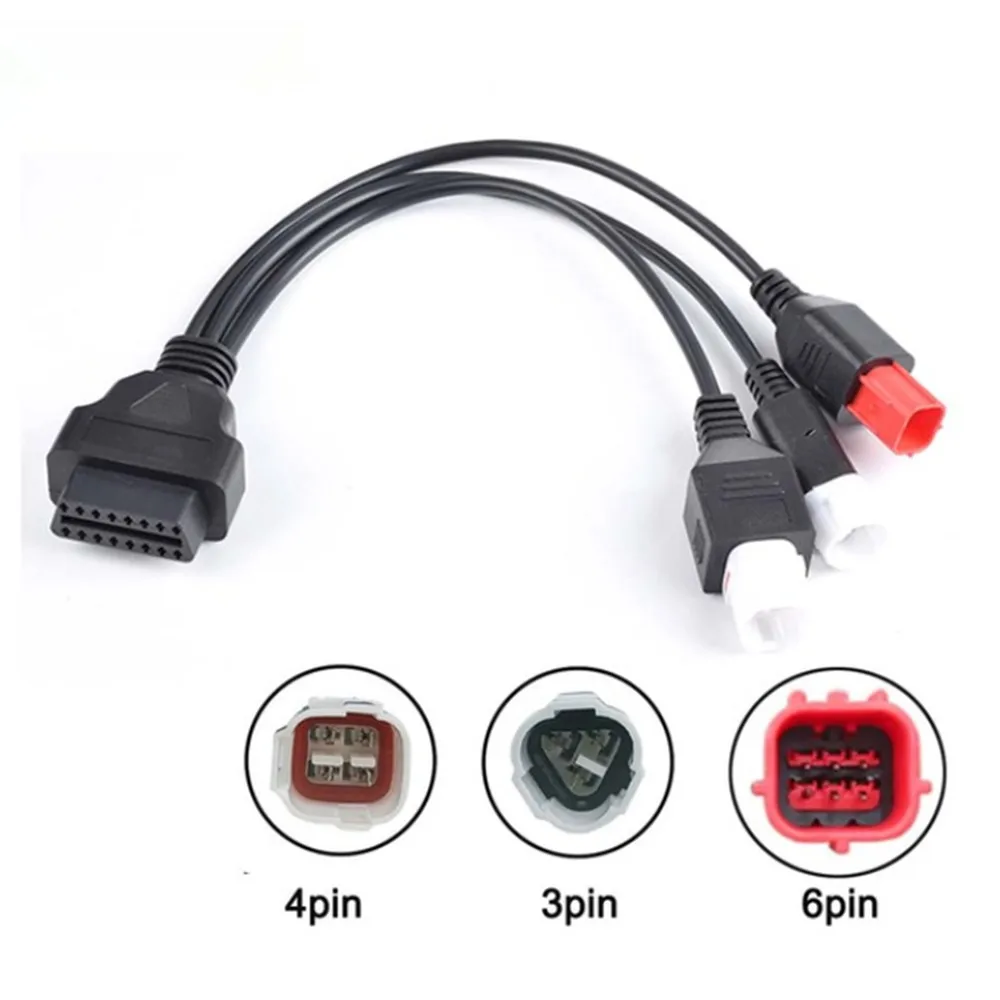 For YAMAHA 3Pin 4Pin & HONDA 6PIN 3IN1 Male to Female Motorcycle Extension to OBD2 16Pin Cable MotorBike Diagnostic Tool