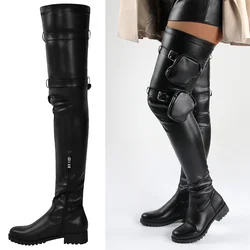 IPPEUM Thigh High Boots Women Sexy Large Sizes With Bags Winter Flat Long Shoes Red Over The Knee Botas Mujer Invierno 2022