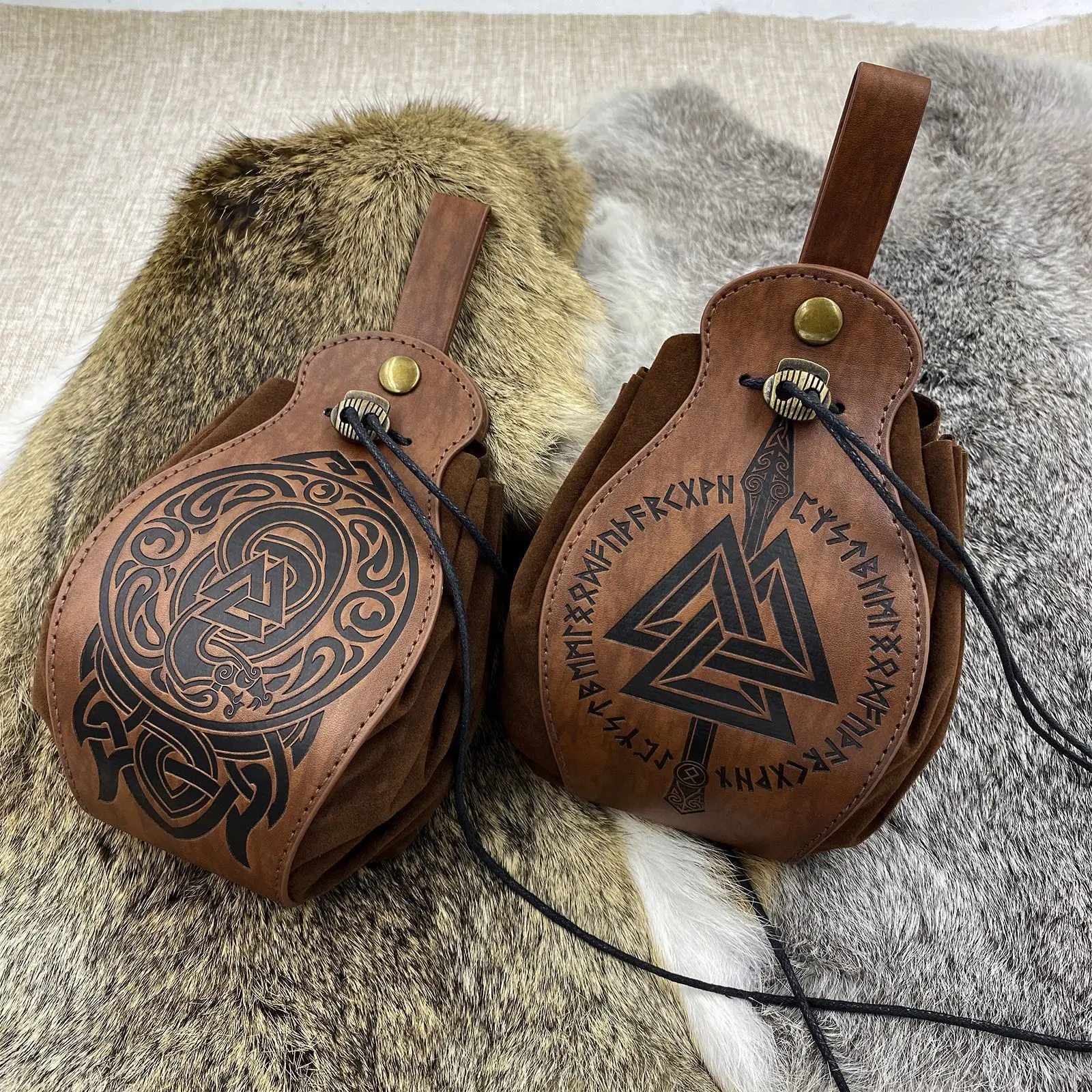 

5 Celtic Designs PU Leather Dice Pouch with Tray Drawstring Storage Bag for D&D RPG Roleplaying Game Coin Purse Gift Ideas