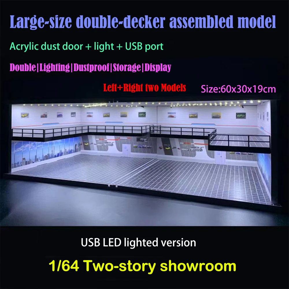 1/64 1/18 1/24 1/32 1/43 Scale Car Garage Diorama Models Set Scene LED Parking Lot Model for Matchbox Hot Wheels Collection