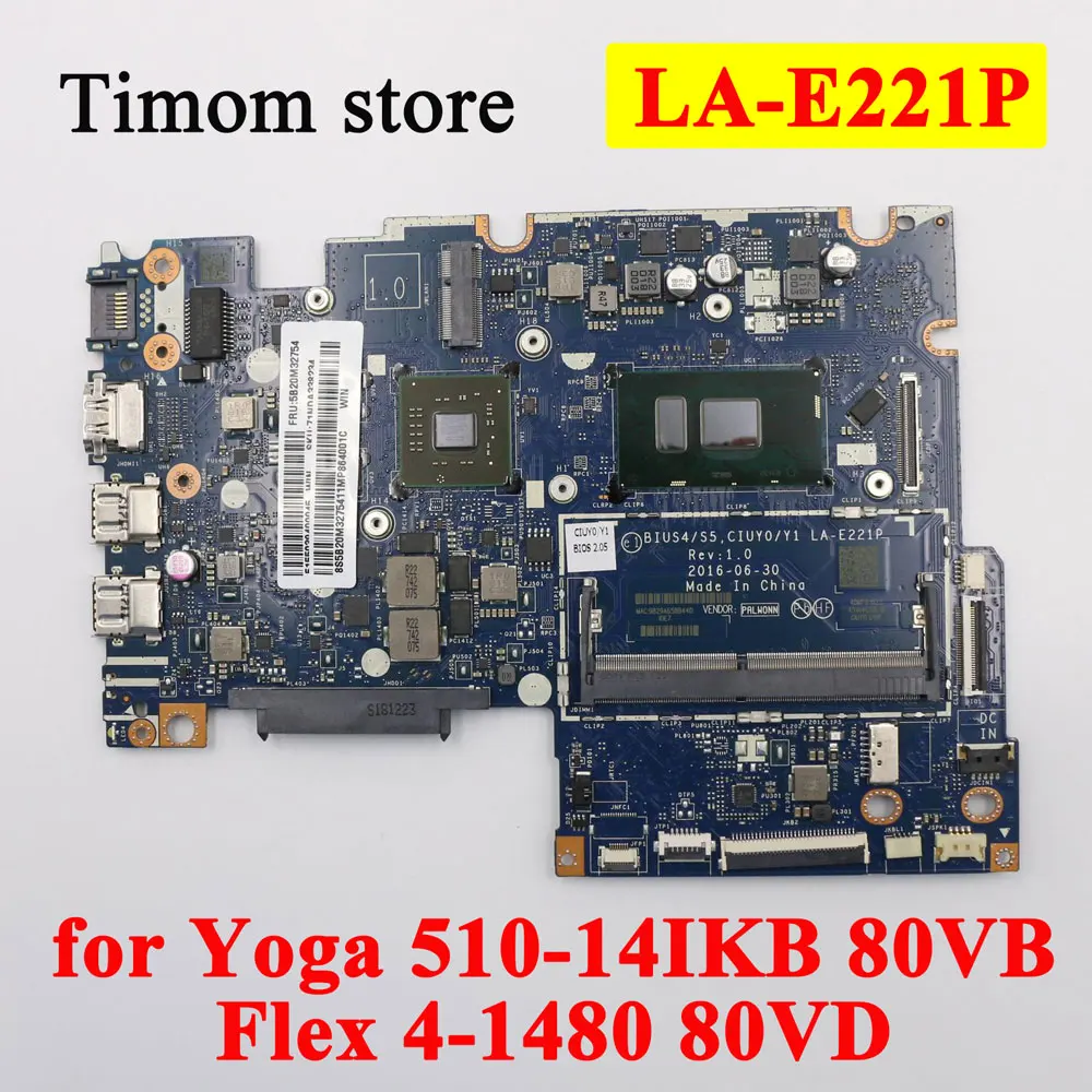 

I77500U I57200U I37100U UMA GPU MB для Yoga 510-14IKB 80VB ideapad Lenovo Flex 4-1480 80VD оригинальная материнская плата для ноутбука LA-E221P