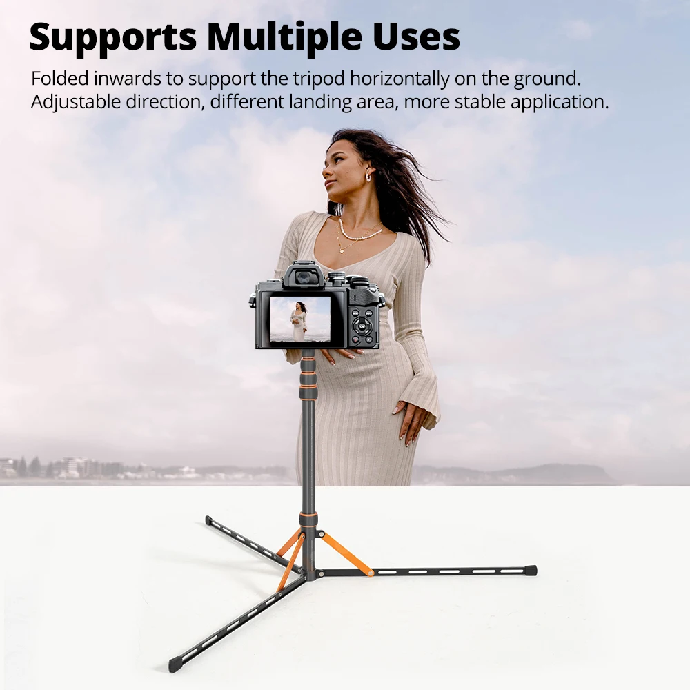 QZSD LS-255 Reverse folding light stand Photography outdoors Portable tripod 2.2m aluminum alloy Carbon fiber light stand