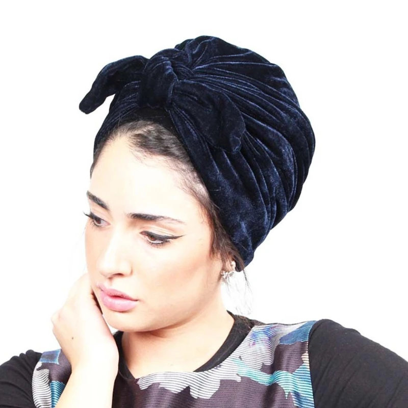 E15E ผู้หญิง Headscarf หมวกมุสลิม Hijab Turban จีบผมปกคลุมผ้าพันคอสำหรับหัว