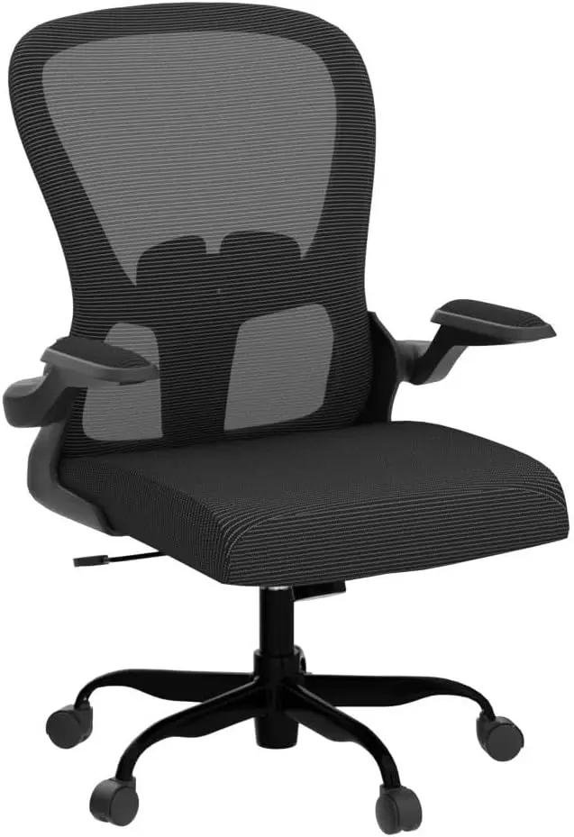 Chaise de Bureau Confortable en Maille Respirante, Siège de Travail à Domicile, avec Support Lombaire, pour Ordinateur, avec Fl