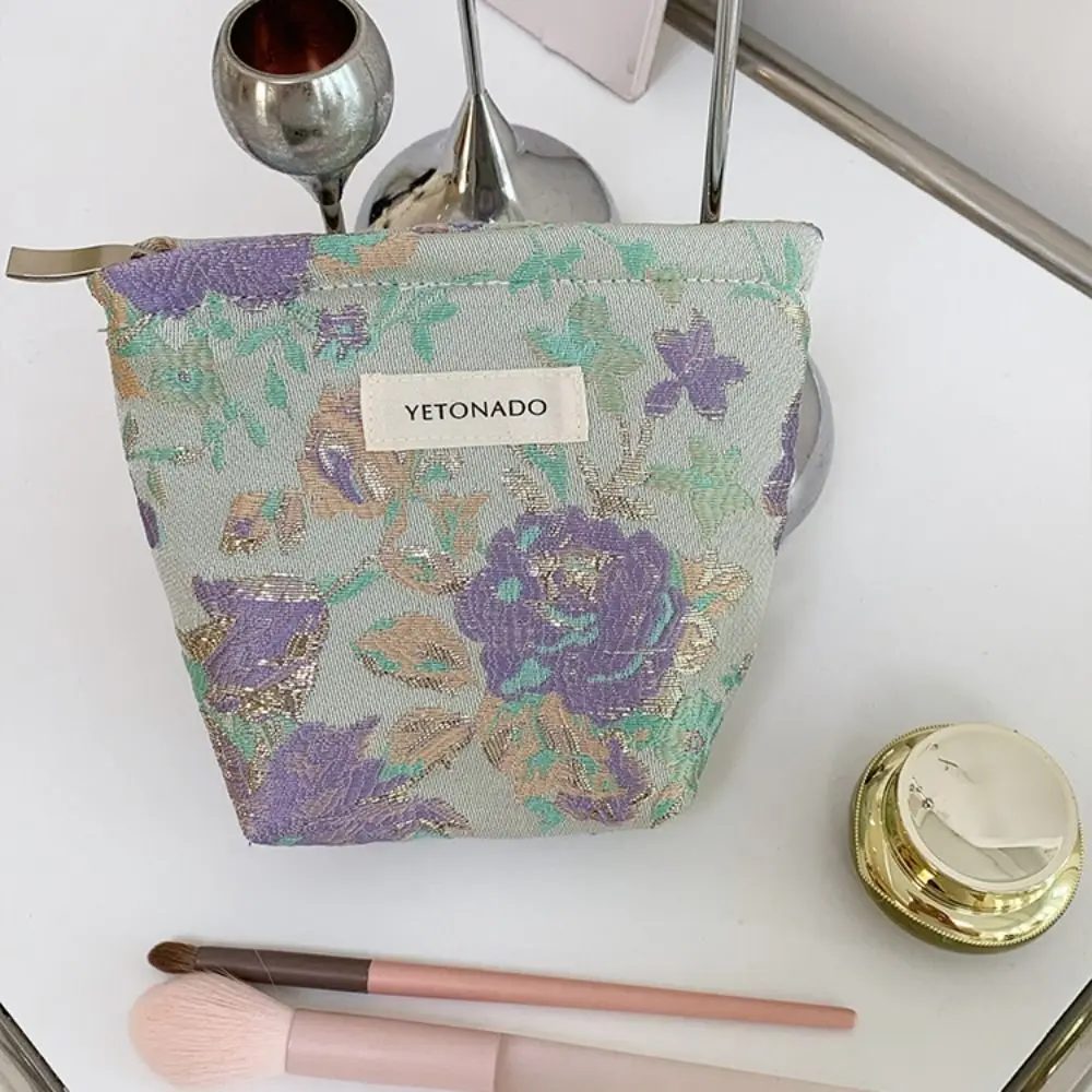 

Полиэстеровая холщовая сумка-клатч с цветочным узором, вместительная косметичка на молнии, портативный органайзер для косметики