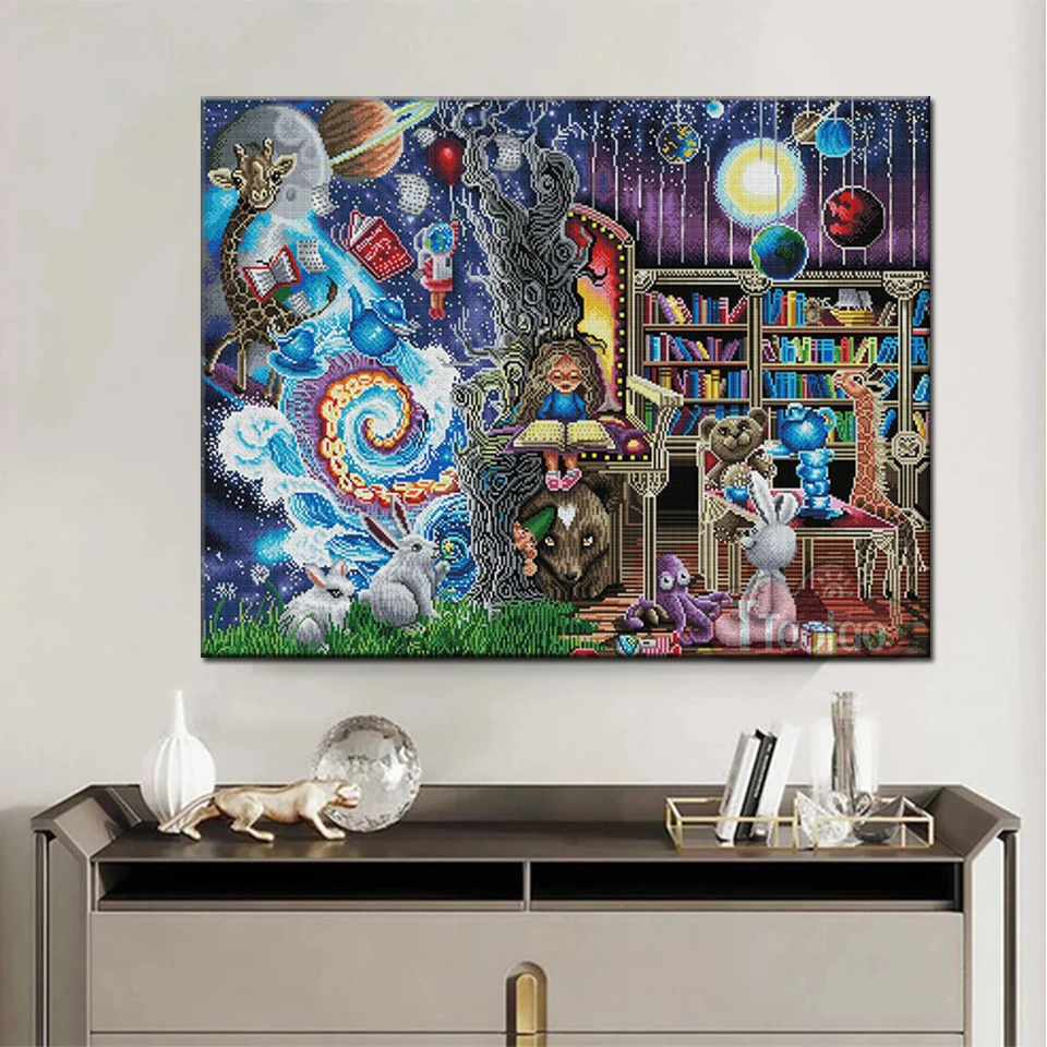 

5D алмазная живопись, фантазия, мультфильм, животные, вышивка крестиком, квадратная, круглая, дрель, мозаика «сделай сам», кролик, медведь, жираф, художественная вышивка, постер