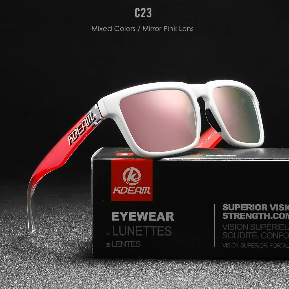 KDEAM Quadratische polarisierte Sonnenbrille für Herren im Freien, Lifestyle-Beschichtung, Sonnenbrille, neue passende Farben mit Box