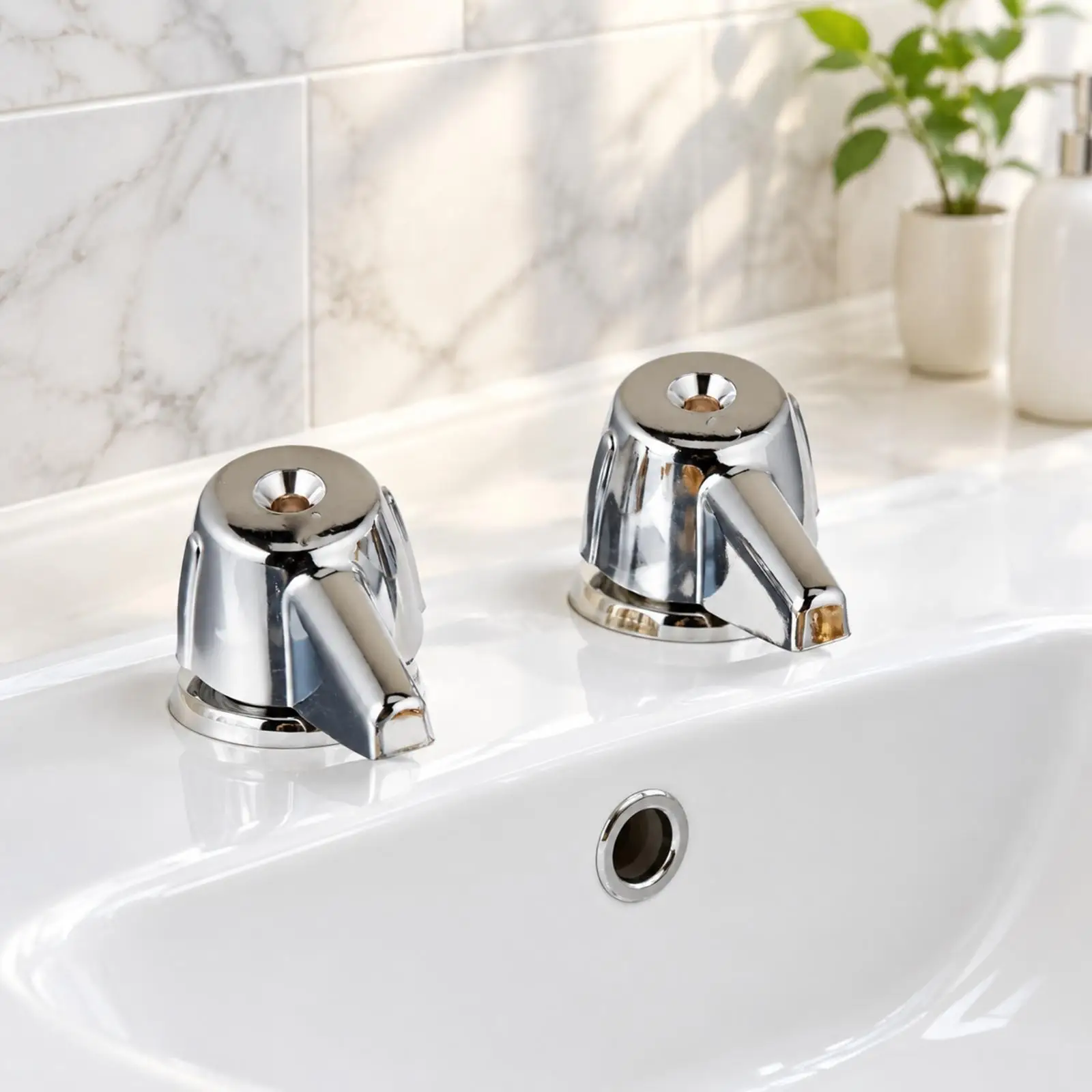 Lavatory Faucet Trim Set for Bathroom Sink Faucet Repair Polished Chrome Double Handle with Cartridges Threaded Adapters and