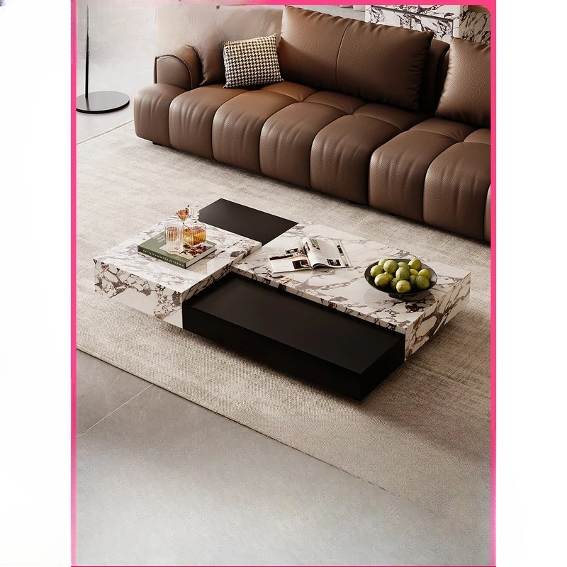 

Italian light luxury rock slab coffee table living room home high sense