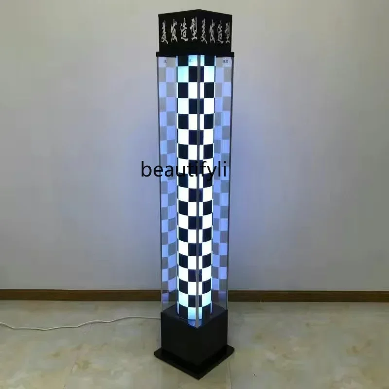 SS new style Beauty Salon Floor Lamp LED Turn Light Barber Shop Outdoor Waterproof Full Color Hair Salon Light Box