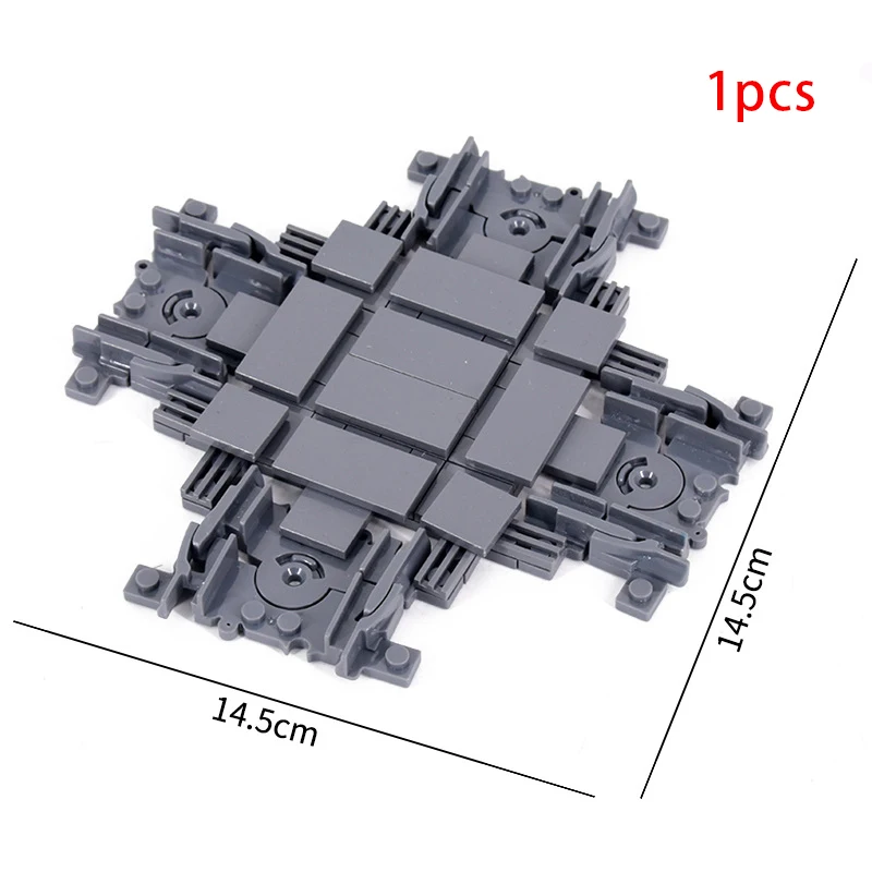 MOC Stadt Zug Schiene Kreuzung Flexible Gleise Gabelte Gerade Gebogene Schienen Schalter Baustein Ziegel Kreative DIY Spielzeug – Detail 3