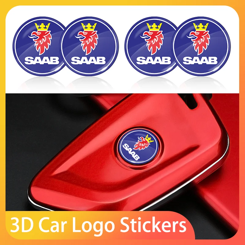 

15mm Car Remote Keychain Emblem Badge Radio button DIY 3D Sticker For Saab 9-3 93 9-5 9 3 900 9000 95 Car Accessories