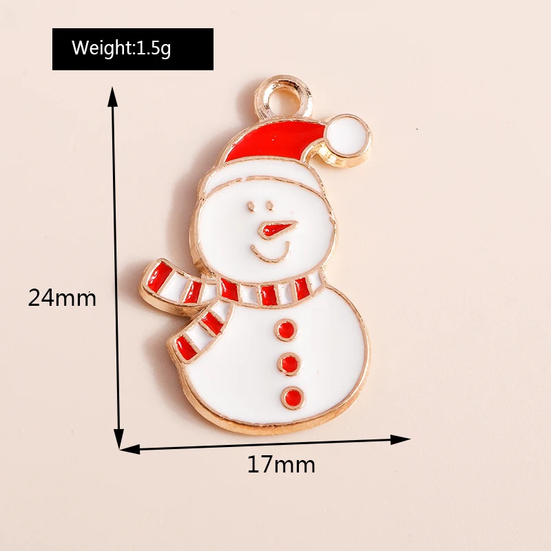 10 Stück Mix Emaille Weihnachtsanhänger für Schmuckherstellung Weihnachtsmann Baum Hirsch Hut Charms Anhänger für DIY Halsketten Ohrringe Geschenke – Detail 22