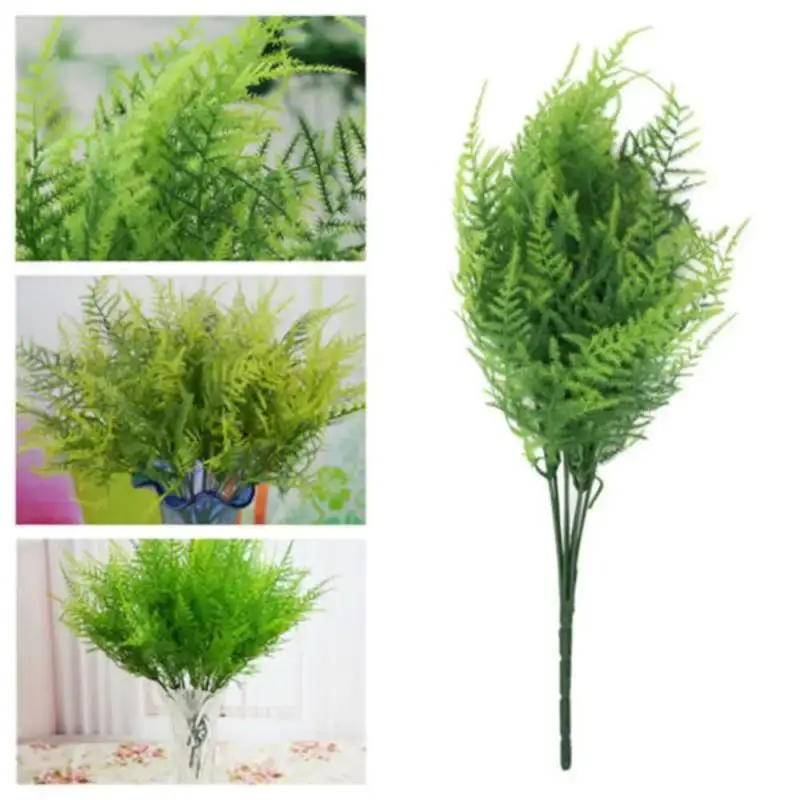 Tallos de plantas artificiales, espárragos, helechos de plástico, hojas verdes, flores falsas, adornos para el hogar, oficina, boda, decoraciones de mesa