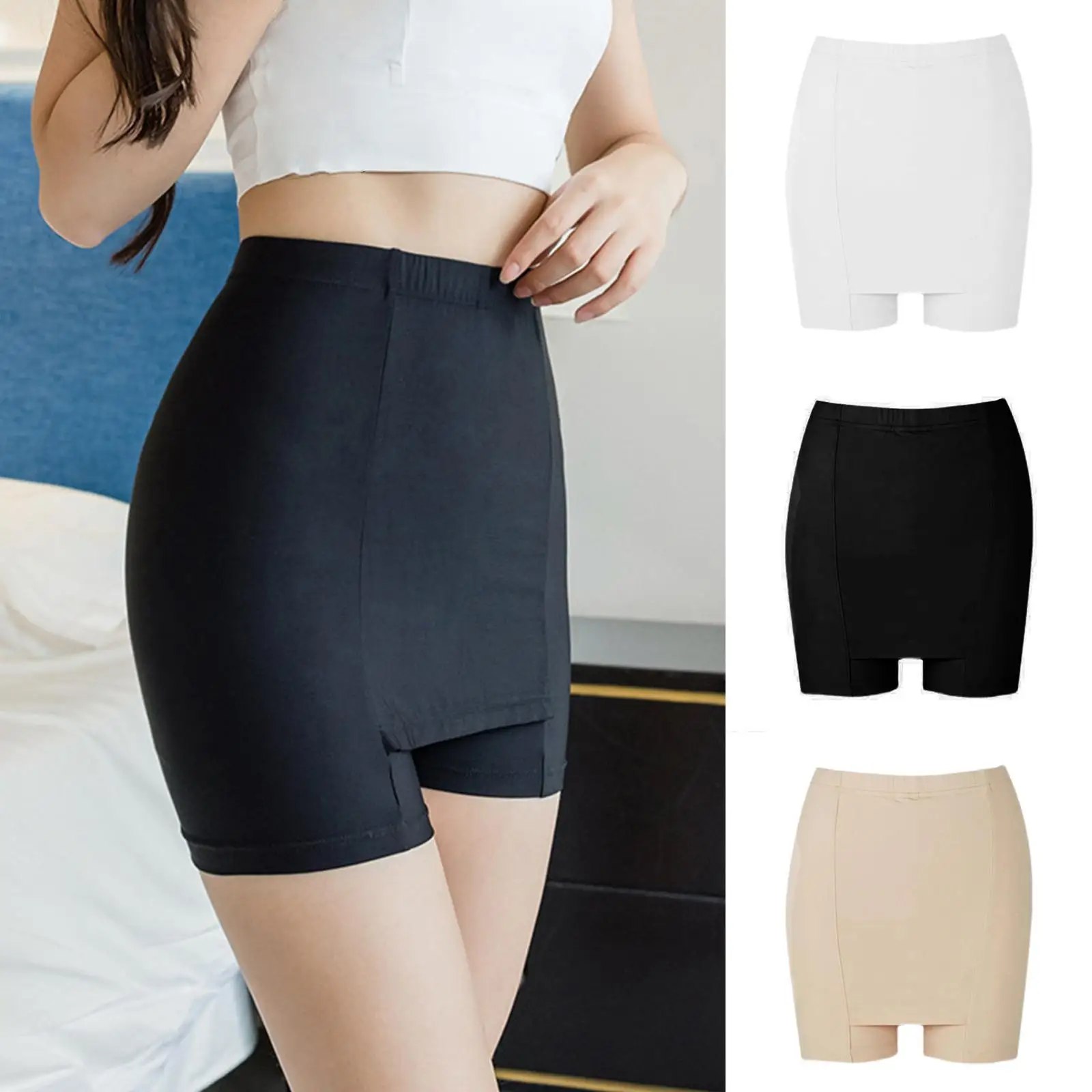 Double Layer Safety Pants Crotch Blocking Large Size Anti Glare Summer Slim Leggings Comfortable Fit