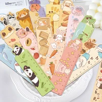 30 Uds. Marcapáginas con regla de animales bonitos de dibujos animados páginas de lectura libros etiquetados suministros de papelería escolar marcadores decorativos estéticos