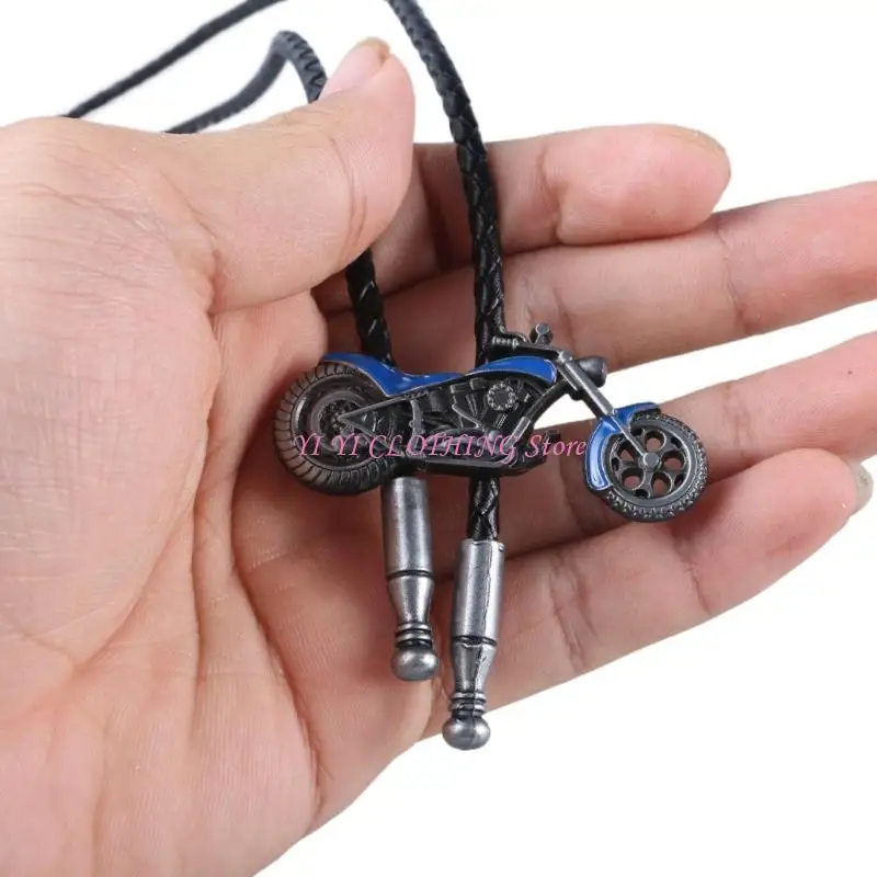 N5KF Adjust Length Bolo Tie Popular Male Dance Necktie Evening Party Motorcycle Pendant Necktie Great Gift for Birthday