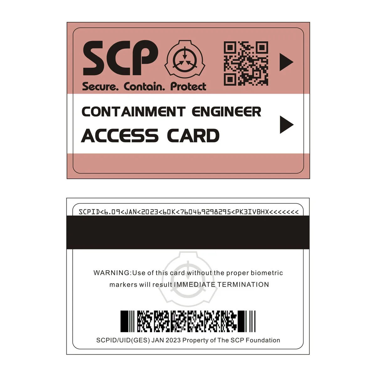 SCP foundation secret PVC Special Logo Cosplay Access Grade Card vi-001