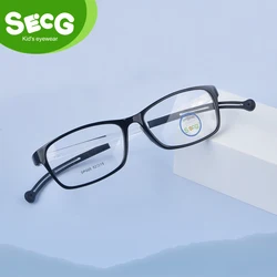 SECG Ultra Gentle Soft Youth Frame Children Optical Transparent Glasses Silicone Sports Glasses Male and Female Students Myopia