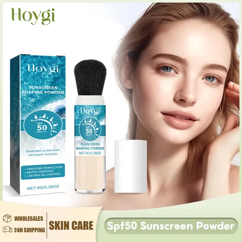 Protector solar SPF50, polvo suelto que cubre el Control de aceite de poros, bloqueador solar mate translúcido, resistente al agua, cobertura completa, polvo de ajuste de maquillaje
