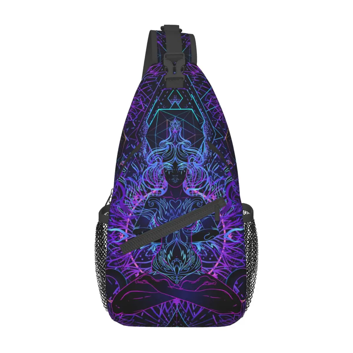 

India Mandala Zen Buddha Crossbody Sling Bag Small Chest Bag Mandala Psychedelic Shoulder Backpack Daypack Travel Hiking Cycling