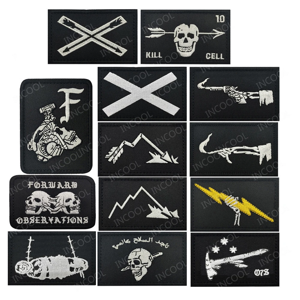 Lucky Finger Global Forward Canoe Reflective Patch Front Toward Enemy Haftowane naszywki Tacticas Chevron Skeleton Skull Badges