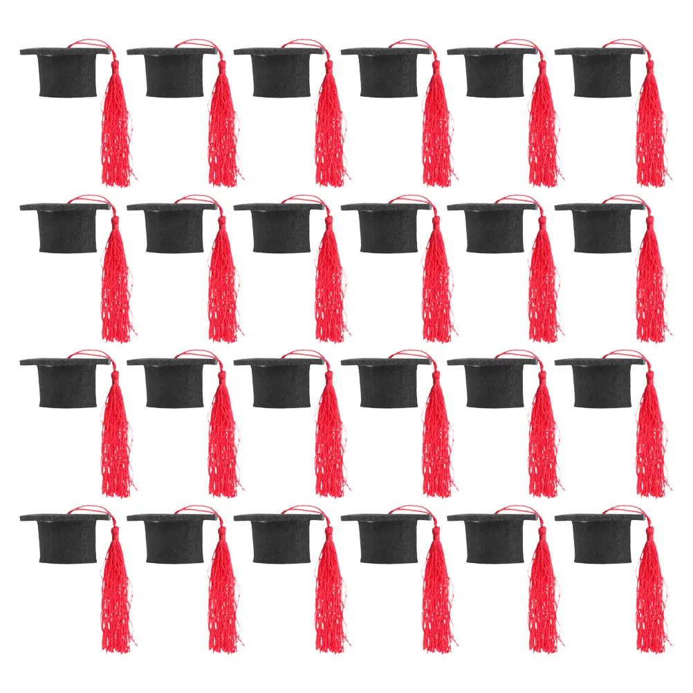 

24 Pcs Mini Graduation Cap Hat Bottle Topper Has Party Supplies Ornament Cake Felt Cloth Toppers