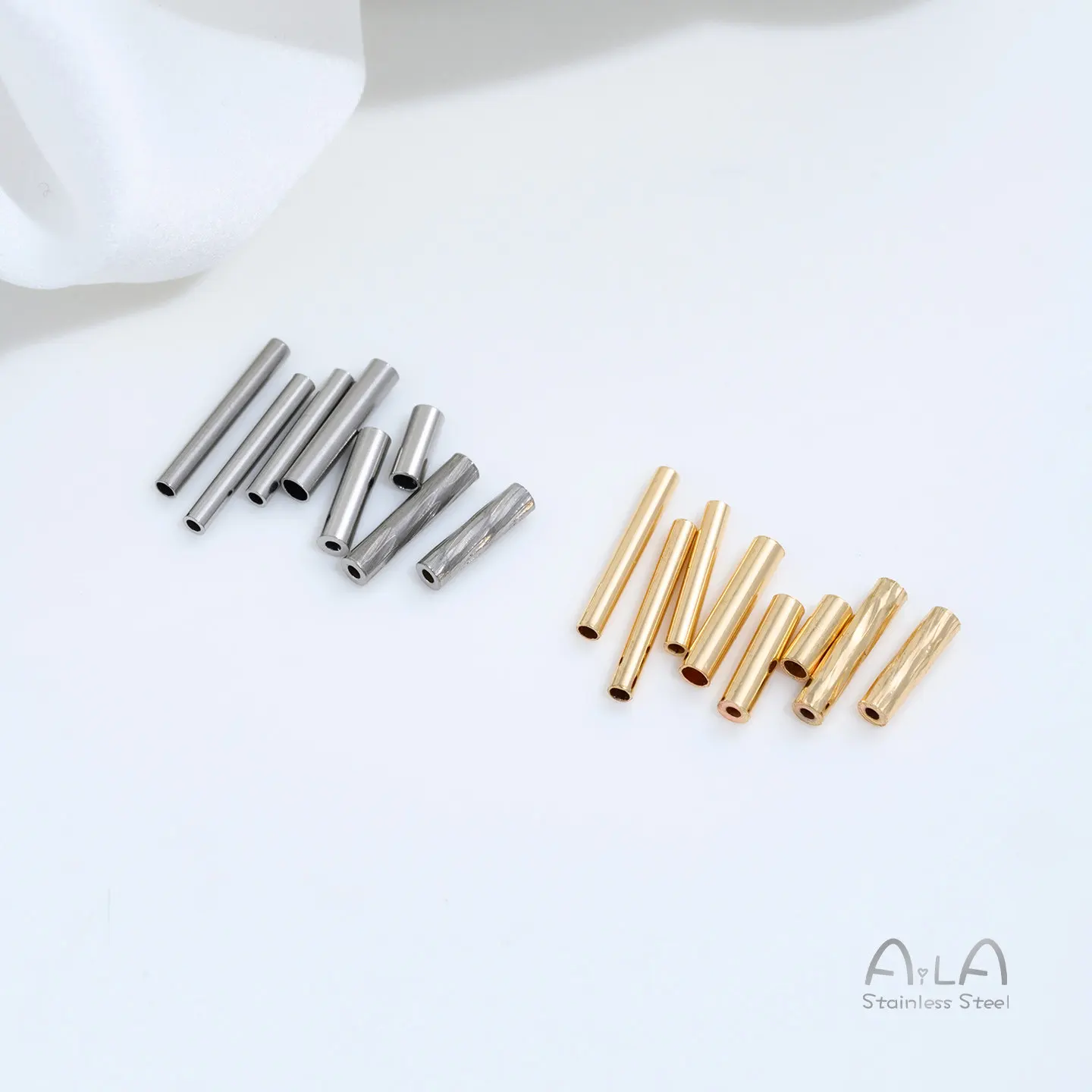 10pcs 5mm 8mm 10mm Anti-fade Titanium Steel Round Tube Beads, Smooth Carved Spacers For DIY Pearl Crystal Jewelry Accessories