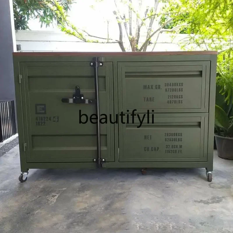 LXContainer خزانة خمر ملف الحديد الفن خزانة الأحذية النمط الصناعي SideboardSSS #2