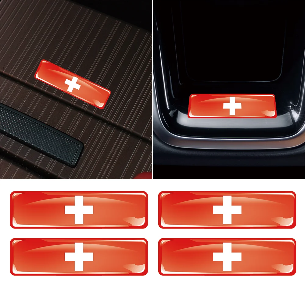

4/10/20pcs Switzerland Flag 3D Epoxy Resin Car Sticker Car Window Steering Wheel Center Console Panel Motorcycle Fuel Tank Decal