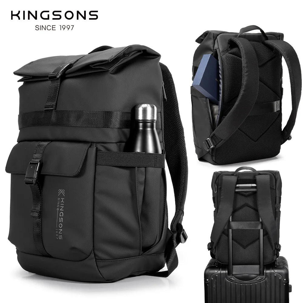 

Kingsons 2025 New Waterproof Backpack For Men 15/ 15.6 inch Laptop Concise Design Business Commuting For Short Trip Black Gra