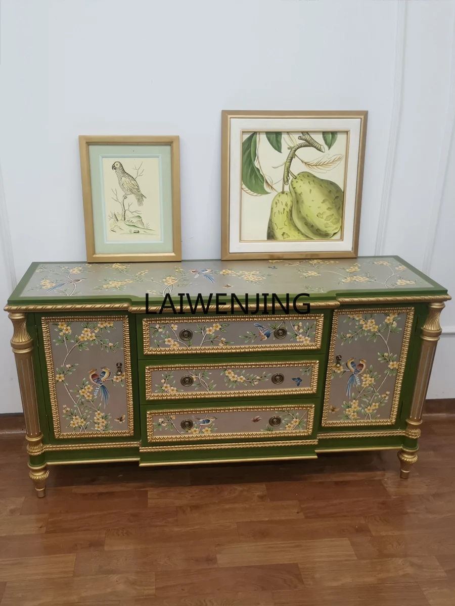 

MJY high-end European-style entrance cabinet partition Chinese-style painted solid wood dining side cabinet