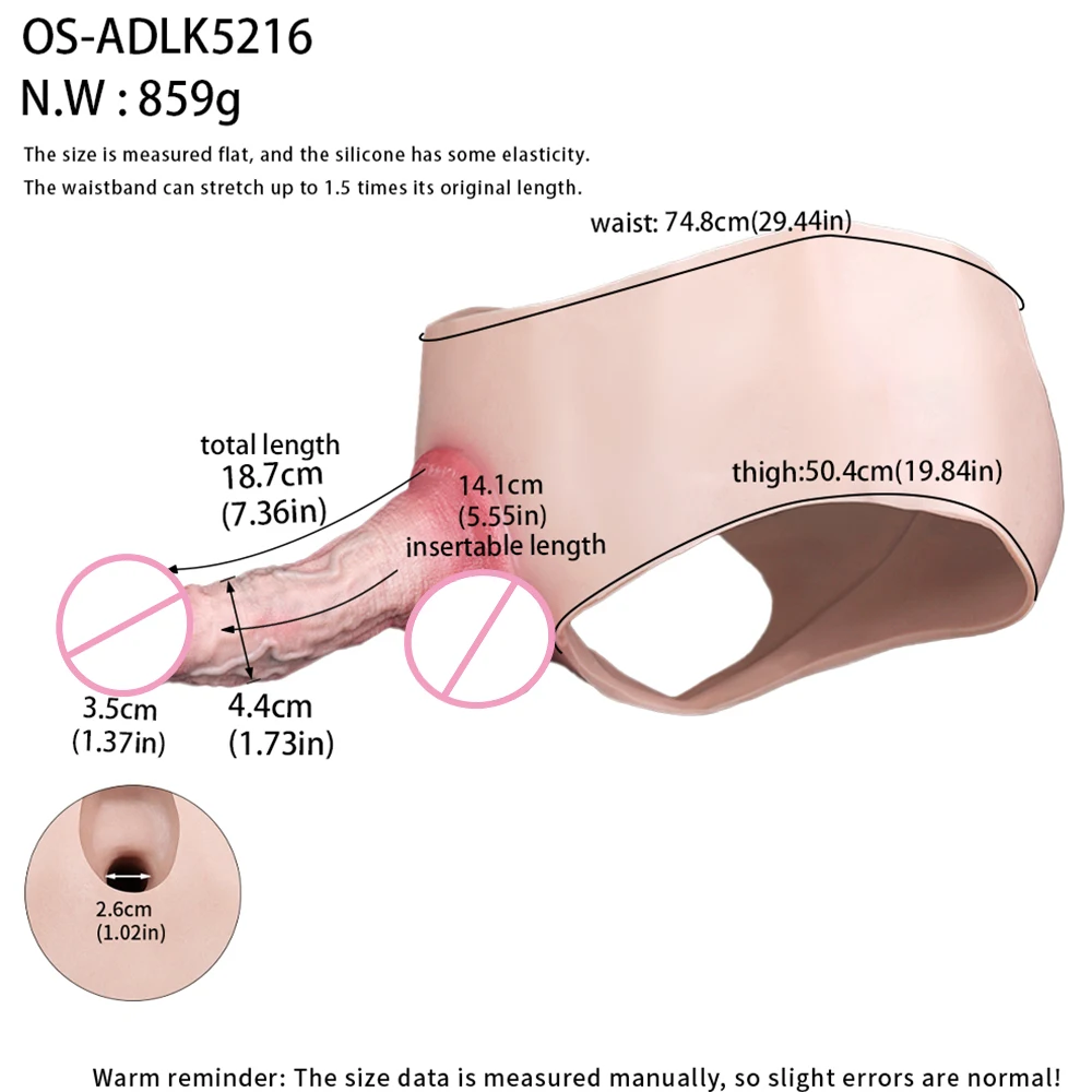 7.36in Hollow Lifelike Strap-on Dildo Panty,Protruding Veins Texture Realistic Penis Sleeve Enlargement Toys,Men/Couples Adult T 2