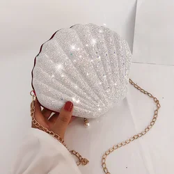 Women Shoulder Handbags Shell Bag Chain Cute Sequins Small Bag Phone Money Pouch Zipper Crossbody Bags for Women Bolsa Feminina