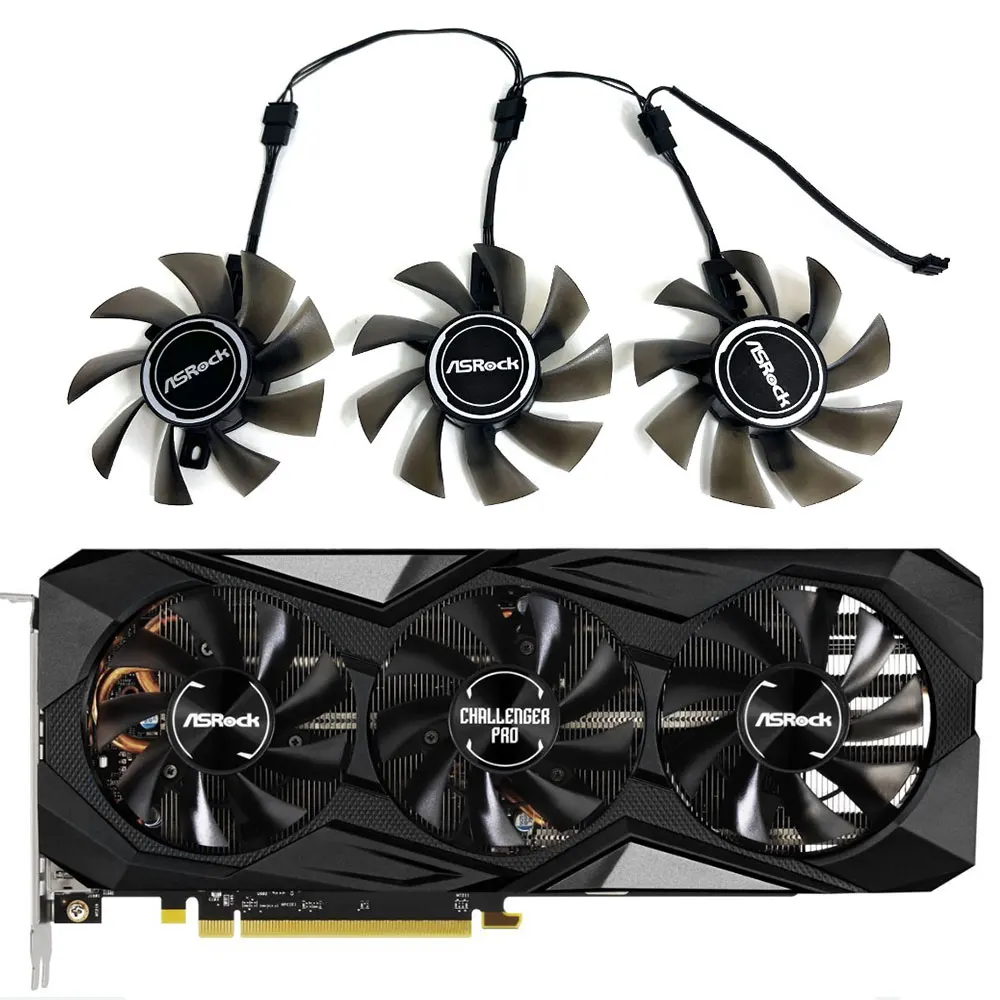 1SET/3FAN 75MM T129215BU RX 5700 XT Challenger Pro GPU FAN，For ASRock Challenger Pro Radeon RX 5700 XT Graphics card cooling fan