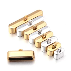 DC 10pcs/lot Alloy Metal End Caps Crimp Beads Clasp For Flat Leather Cord End Clasps Gold Color Connectors for Jewelry Making