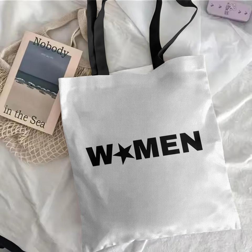  Luxury Women Simple Storage Bags Canvas Double-Sided Print Shoulder Handbag Reusable Eco-Friendly Shopping Tote Bag 