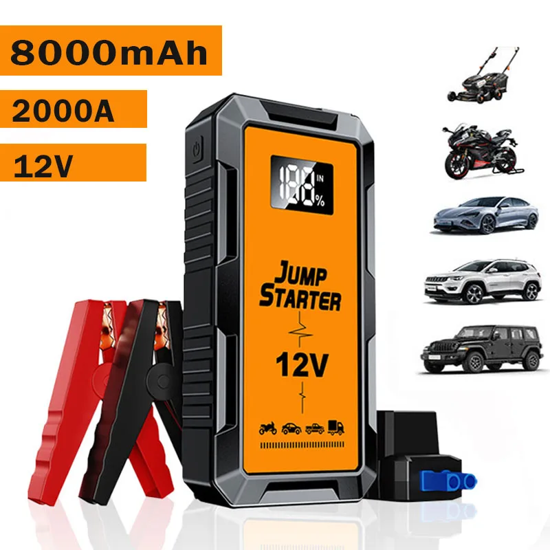 Car Jump Starter Power Bank with 150PSI Air Compressor, 12V Auto Emergency Starting Device for Vehicles